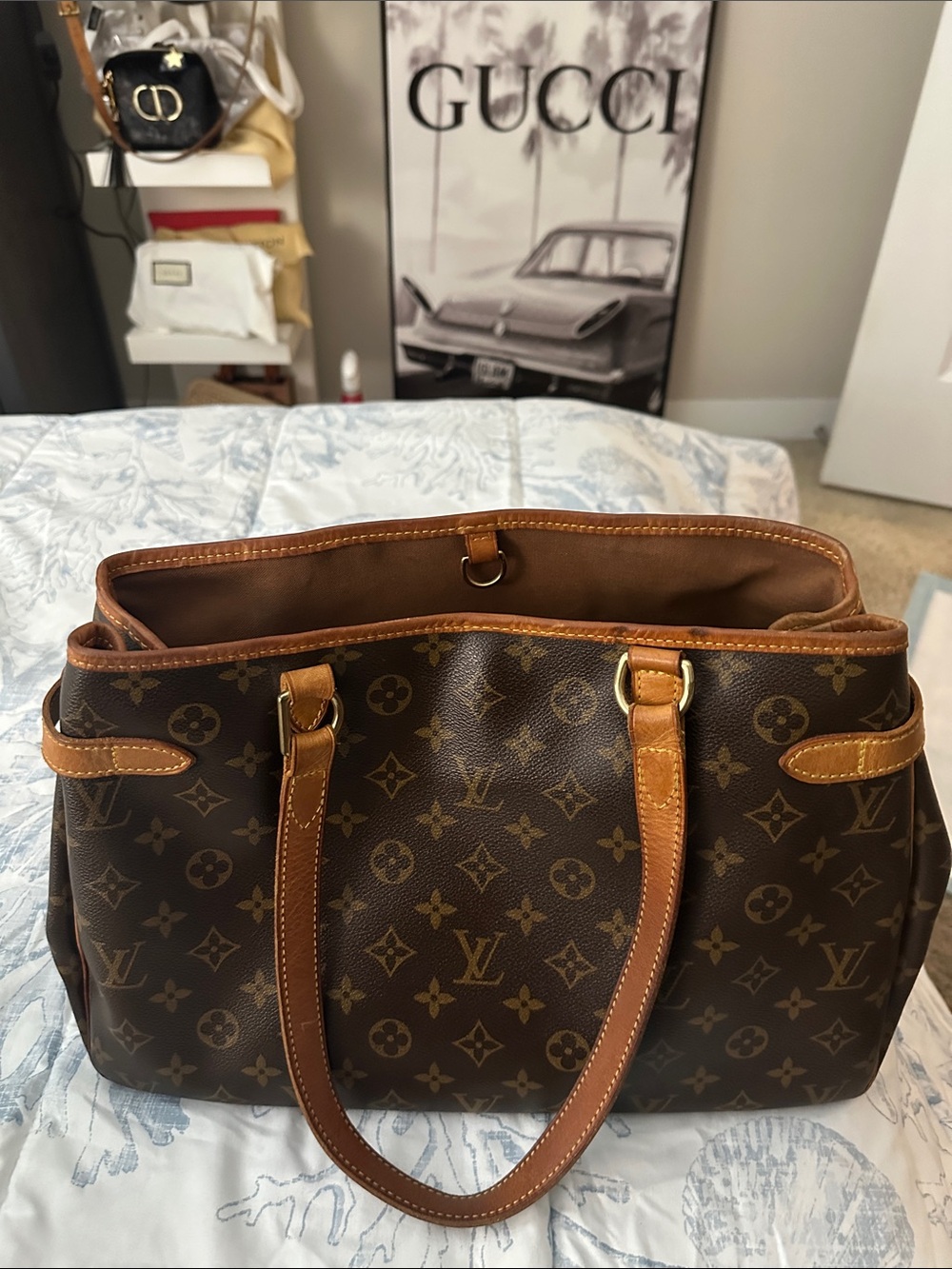 Louis Vuitton Monogram Canvas Brown Tote with Tan Leather Trim